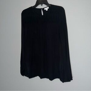 I. Jill Smocked Near Neckline Long Sleeve Top Size M